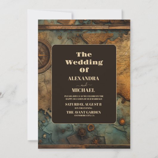 Waterverf Kaart Reizen Bruiloft (Voorkant)