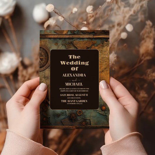 Waterverf Kaart Reizen Bruiloft