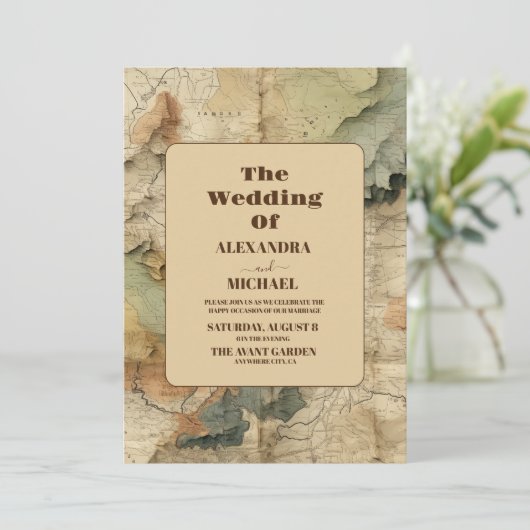 Waterverf  kaart Reizen Bruiloft (Staand voorkant)