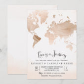 Waterverf Kaart Reizen Koppels Douche Invitation (Voorkant / Achterkant)