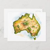 Waterverf kaart van Australië (Voorkant / Achterkant)