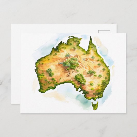 Waterverf kaart van Australië (Voorkant / Achterkant)