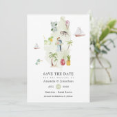 Waterverf-kaart van de bestemming Saint Lucia Save The Date (Staand voorkant)