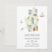 Waterverf-kaart van de bestemming Saint Lucia Save The Date (Voorkant / Achterkant)