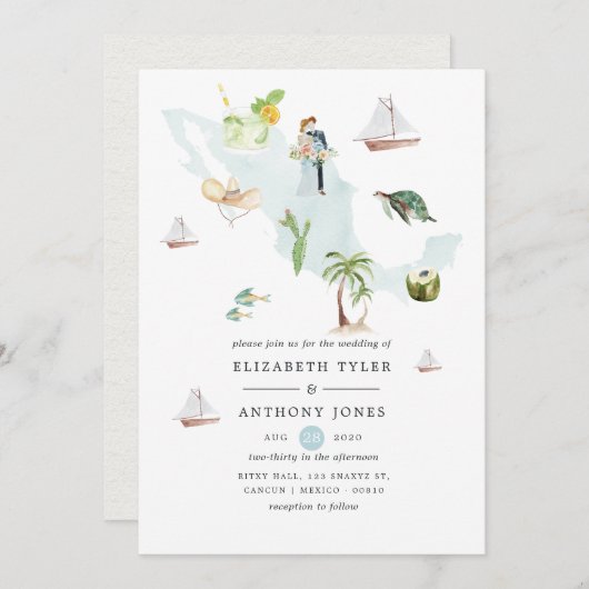 Waterverf kaart van de Mexicaanse Bestemmingswedde (Voorkant / Achterkant)