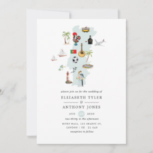 Waterverf kaart van de Portugese bestemming