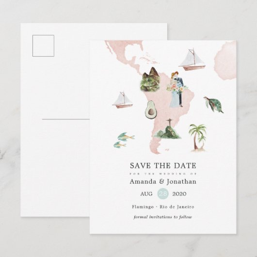 Waterverf kaart van de Rio Destination Wedding (Voorkant / Achterkant)