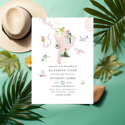 Waterverf kaart van de Rio Destination Wedding