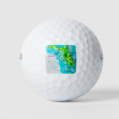 Waterverf Kaart van Florida Golfballen (Voorkant)