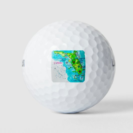 Waterverf Kaart van Florida Golfballen (Voorkant)