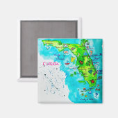 Waterverf Kaart van Florida Magneet (Voorkant / Achterkant)