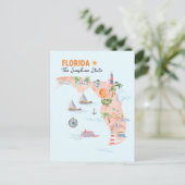 Waterverf kaart van Florida State Art (Staand voorkant)