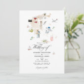 Waterverf kaart van Griekenland uitnodigende uitze (Staand voorkant)