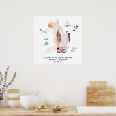 Waterverf-kaart van het Britse bestemmingsplan Wel Poster (Keuken)