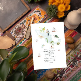 Waterverf-kaart van Mexico Destination Wedding Fot Kaart