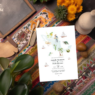 Waterverf-kaart van Mexico Destination Wedding Fot Kaart