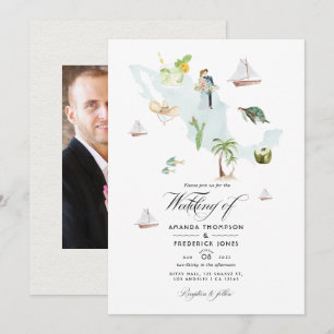 Waterverf-kaart van Mexico Destination Wedding Fot Kaart
