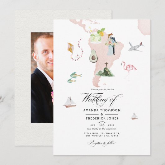 Waterverf kaart van Rio Destination Wedding Foto (Voorkant / Achterkant)