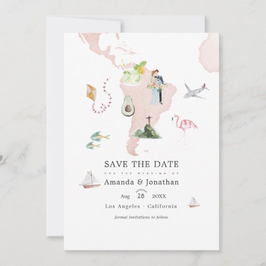 Waterverf kaart van Rio Destination Wedding Foto (Voorkant)