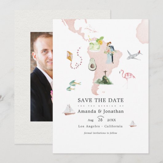 Waterverf kaart van Rio Destination Wedding Foto (Voorkant / Achterkant)