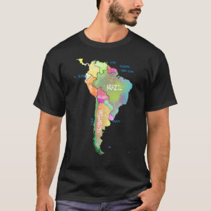 Waterverf - kaart van zuid - Amerika - Brazilië - T-shirt