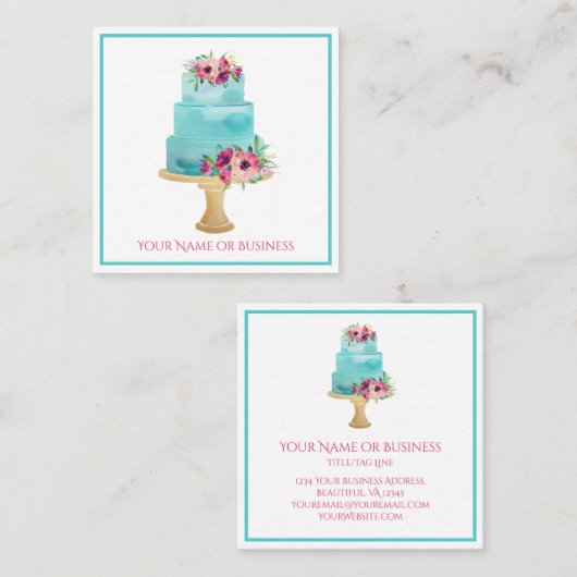 Waterverf Kaart Winkelbakkerij Vierkante Visitekaartje (Voorkant / Achterkant)