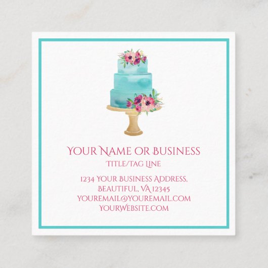 Waterverf Kaart Winkelbakkerij Vierkante Visitekaartje (Achterkant)