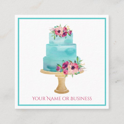 Waterverf Kaart Winkelbakkerij Vierkante Visitekaartje (Voorkant)