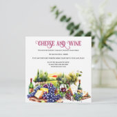 Waterverf kaas wijndruif schotel wijngaard kaart (Staand voorkant)