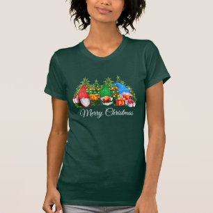 Waterverf kabouters Merry Christmas Green W T-shirt