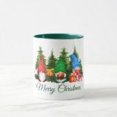 Waterverf kabouters vrolijk kerstgroen mok (Midden)