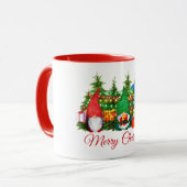 Waterverf kabouters Vrolijk kerstlicht rood Mok (Voorkant links)