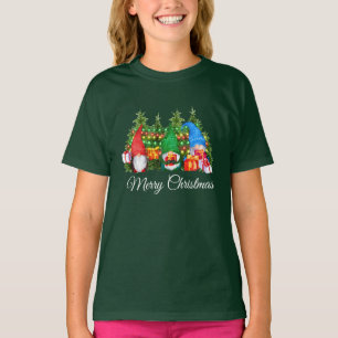 Waterverf kabouters Vrolijk Kerstmis Meisje's Groe T-shirt