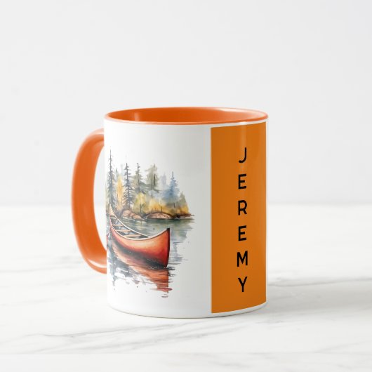 Waterverf kajak op het meer Sinaasappel twee toned Mok (Voorkant links)