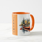 Waterverf kajak op het meer Sinaasappel twee toned Mok (Voorkant rechts)