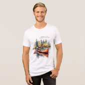 Waterverf kajak op het meer Tri-Blend shirt (Voorkant volledig)