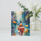 Waterverf Kajak schilderij Briefkaart (Staand voorkant)