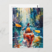 Waterverf Kajak schilderij Briefkaart (Voorkant / Achterkant)