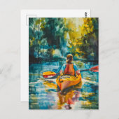 Waterverf Kajak schilderij Briefkaart (Voorkant / Achterkant)