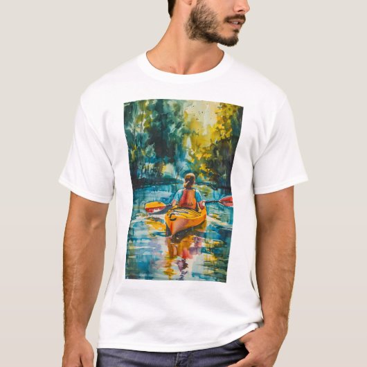 Waterverf Kajak schilderij T-shirt (Voorkant)