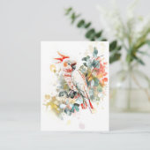 Waterverf Kakadu met rode dop Briefkaart (Staand voorkant)