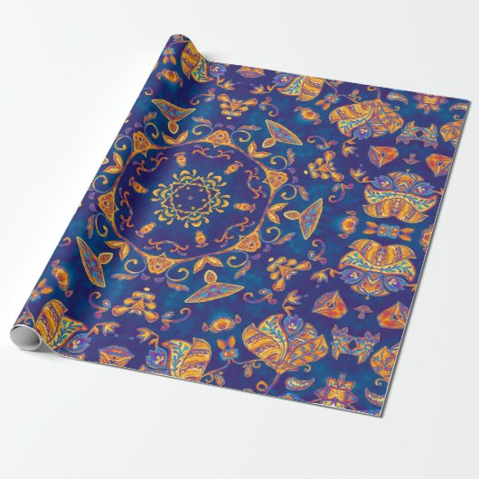 Waterverf kaleidoscoop mandala. Oriënt Cadeaupapier (Uitgerold)