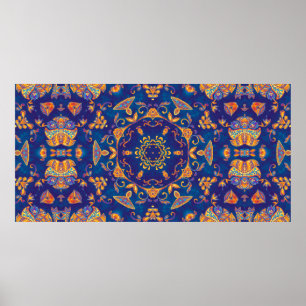 Waterverf kaleidoscoop mandala. Oriënt Poster