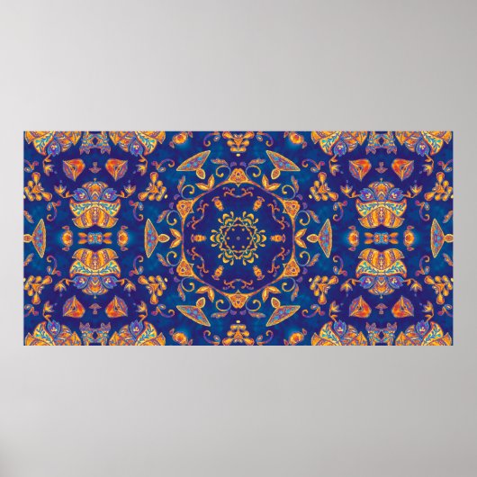 Waterverf kaleidoscoop mandala. Oriënt Poster (Voorkant)