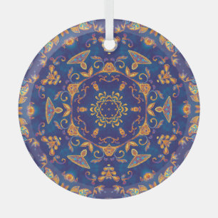 Waterverf Kaleidoscoop Mandala Oriental Design. Glas Ornament