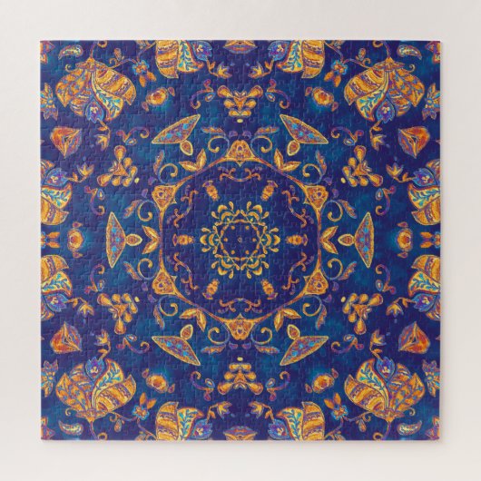 Waterverf Kaleidoscoop Mandala Oriental Design. Legpuzzel (Verticaal)
