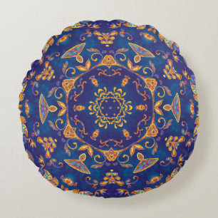 Waterverf Kaleidoscoop Mandala Oriental Design. Rond Kussen