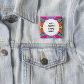 Waterverf KALEIDOSCOPE Vierkante Button 5,1 Cm (In situ)