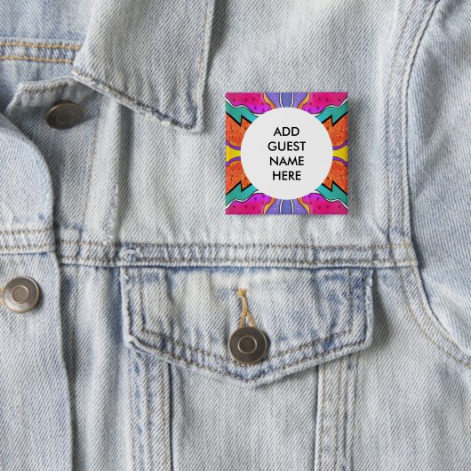 Waterverf KALEIDOSCOPE Vierkante Button 5,1 Cm (In situ)