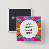 Waterverf KALEIDOSCOPE Vierkante Button 5,1 Cm (Voorkant /achterkant)